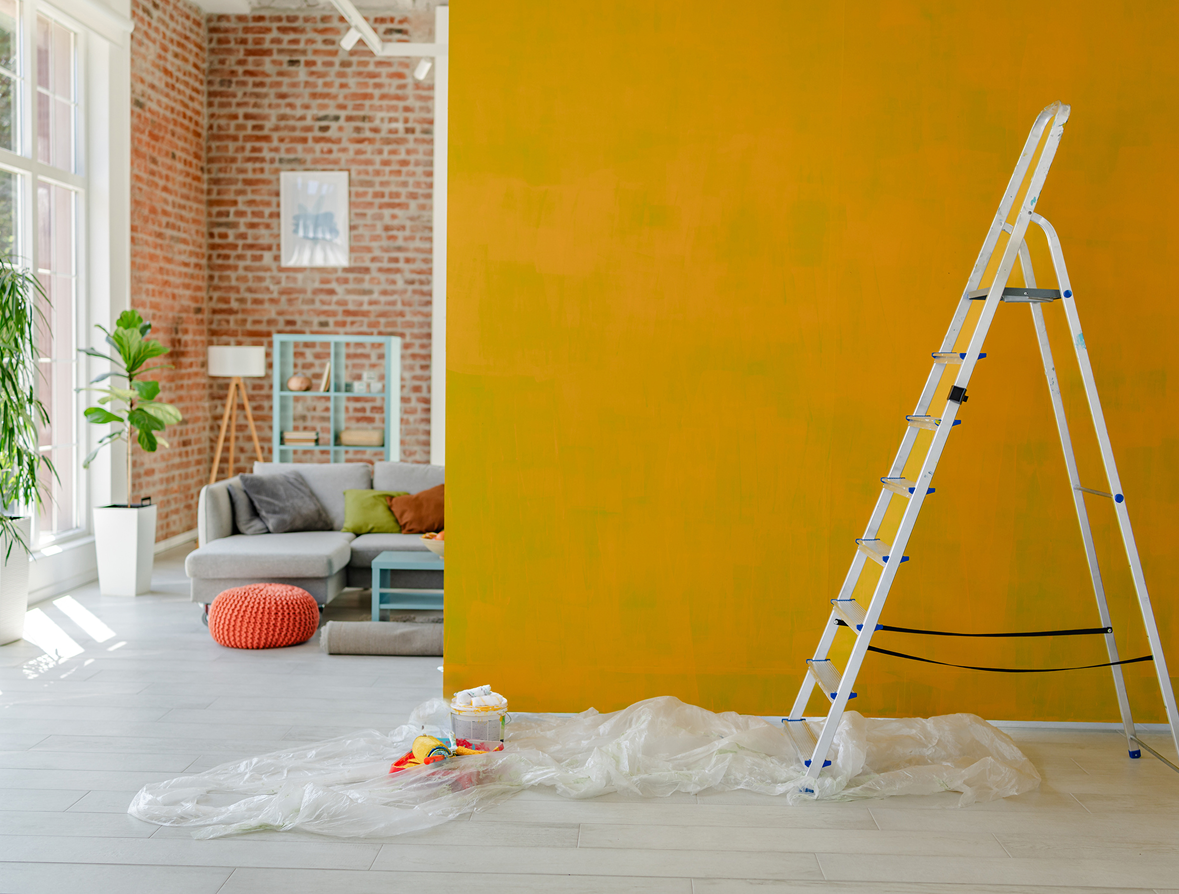 Modern interior painting setup
